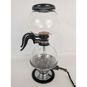 Vintage Silex Pyrex Electric Double Bubble Glass Vacuum Coffee Pot Heating Plate
